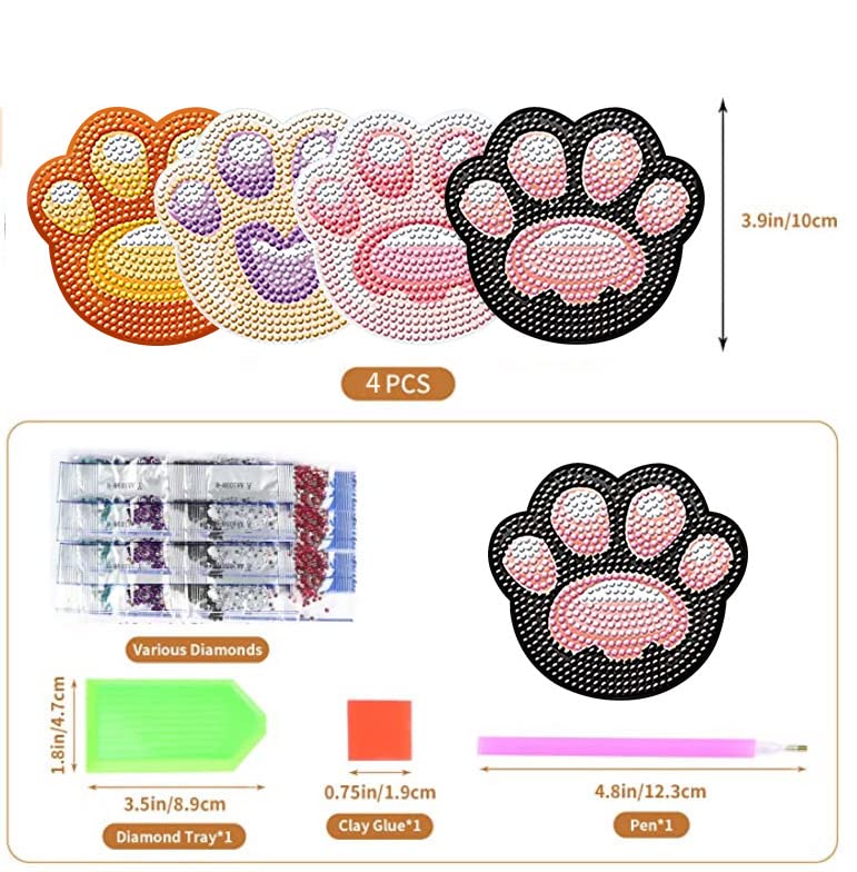 MingSH 4 Pcs Diamond Paintings Coasters, DIY Coasters Small Diamond Painting Kits for Beginners, Adults & Kids Diamond Art Craft Supplies Christmas Home Decor(Without Iron Holder)