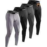 Mexholin 4/5 Pack Men's Thermal Compression Pants Fleece Lined Long Johns Winter Athletic Workout Leggings Baselayer