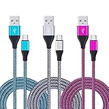 USB Cable Android, CIQILY 3-Pack 6ft Long Nylon Braided Micro USB Charging Cable Android Charger Cord for Samsung Galaxy S3/S4/S6 Edge S7, Note 4 5, HTC, LG,Tablet, Xbox One, PS 4 Pro