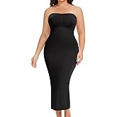 ciksob Strapless Shapewear Slip for Women Under Dresses Tummy Control Long Slips Dress Seamless Full Body Shaper Slimming