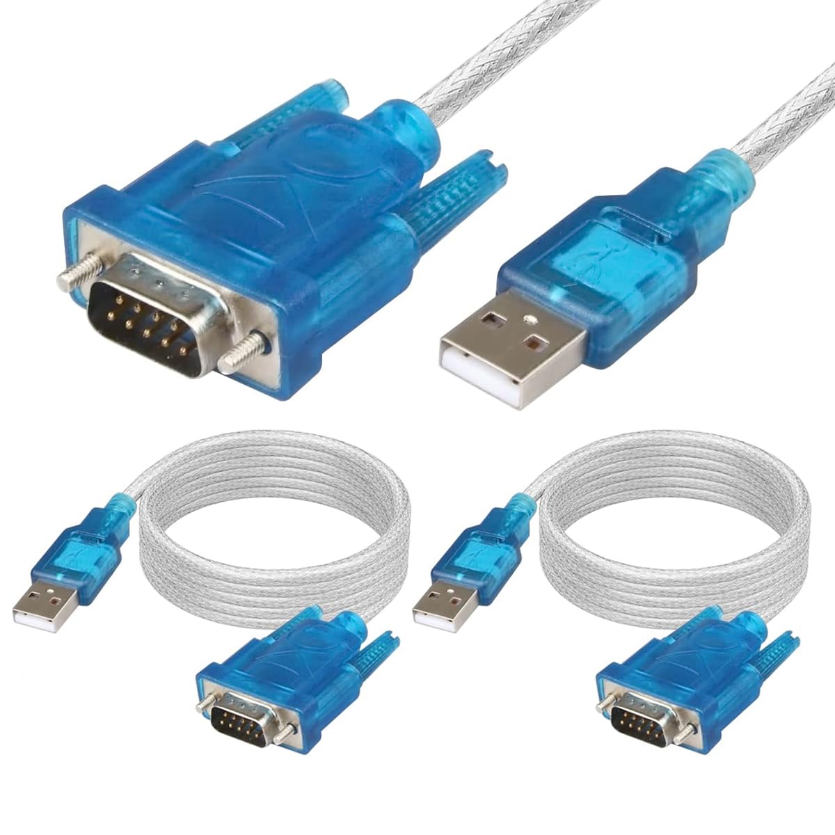 Fyearfly 2pcs USB To RS232 Cable, Hl-340 USB-RS232 Extention Cable With Adapter 9-Pin Serial Port Connector, Usb/Com Port(Rs232) Converter, for Conrol Pc, Modem, Camera