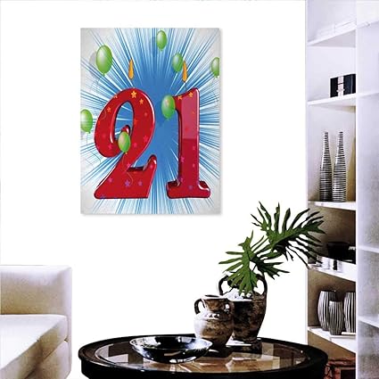 Amazon Com Warm Family 21st Birthday Art Stickers Blue White
