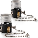 UL Listed Pull Chain Lamp Socket Replacement, E26/E27 Light Socket Interior with Pull Chain Switch, Medium Base, Lamp Repair Parts for Table Lamp and Floor Lamp, Lamp Switch Replacement,（2 Pack）