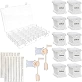 Embroidery Floss Organizer Box Tools - 2 Pcs Embroidery floss Bobbin Winder, 1 Removable 36 Compartments with 200 Floss Bobbi