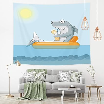 Amazon Com Nymb Cartoon Decor Tapestry Wall Hanging Cute Shark