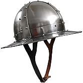 Medieval Kettle Hat Century Knight Helmet with Free Liner Silver Sugarloaf Gladiator Barbuta German Crusader Spanish Helmet