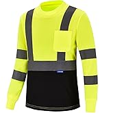 AYKRM Safety T Shirt Reflective High Visibility hi vis Long Sleeve T Shirt (XS-6XL)