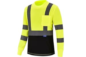 AYKRM Safety T Shirt Reflective High Visibility hi vis Long Sleeve T Shirt (XS-6XL)