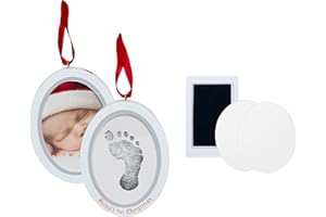 Pearhead Babyprints Double-Sided Christmas Photo Ornament with Clean Touch Ink Pad, Newborn Handprint or Footprint Kit, 2 Sided Baby's 1st Christmas Holiday Keepsake Ornament