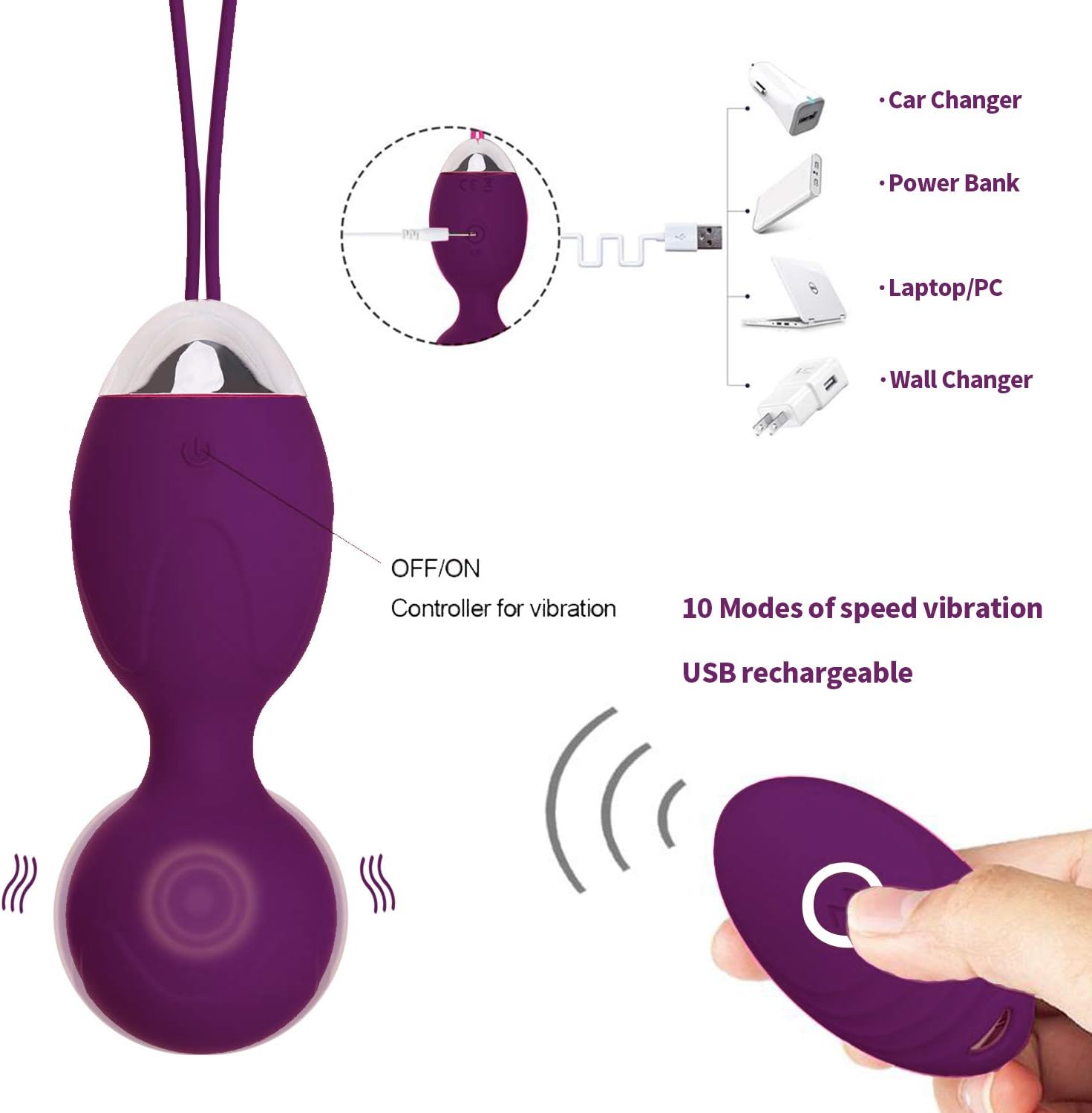 Kegel Balls for Women Tightening, Ben Wa Kegel Exercise Balls for Bladder Control & Pelvic Floor Strengthening Device, 5 in 1 Kegel Exercise Weights Training Set, 100% Advanced Silicone Purple: Health & Personal Care