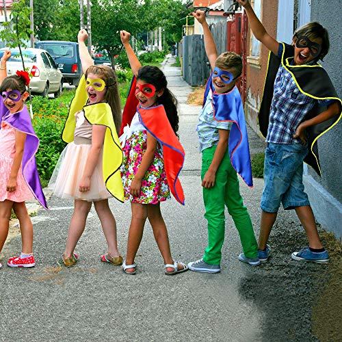 Superhero-Capes for Kids Bulk with Masks - Boys Girls Super-Hero Dress Up Party, 16 Pack (Purple)