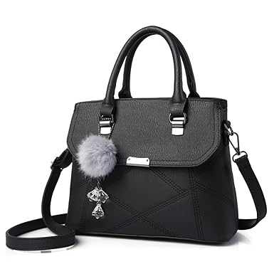 Nevenka Top Handle Handbags for Women Leather Purse and handbag Casual Shoulder bags Satchel (Black)