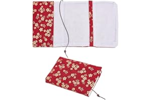 OLYCRAFT Flower Stretchable Book Cover 8.7x5.8x0.4 Inch Dark Red Cotton Book Cover A5 Books Covers with Bookmark Sleeve Paper
