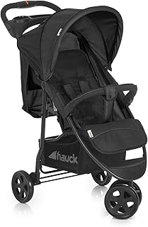 Hauck Citi Neo II Dreirad Buggy bis 25 kg mit Liegeposition ab Geburt, klein zusammenfaltbar, Einhand-Faltmechanismus, 3 Räder, ultraleicht - nur 7,5 kg, Getränkehalter, caviar stone (schwarz)