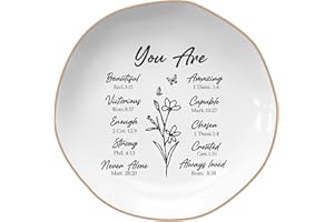 LITTLEBIGGER Christian Gifts - Bible Verses Jewelry Tray，Personalized Jewelry Dish，Spiritual and Religious Gifts for Women，Christian Faith-Based Gifts，Godmother Gift Ideas，Christmas Gift (You Are-Heptagon))