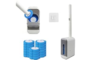 Toilet Bowl Cleaner Set with 16 Replacement Sponge Heads, Wall-Mounted Disposable Toilet Brush with Holder, Press-Release Scr