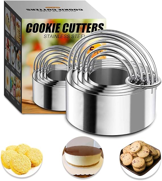 Biscuit Cutter Set, 5 Pieces Round Cookies Cutters with Handle