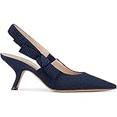 GotSoft Women's Slingback Kitten Heels Closed Pointed Toe Bowknot Knitted Slip On Pumps Dress Shoes