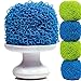 Dish Scrubber Brush With Detachable Handle - Scratch-Free Hard Polyester Sponge Set for Pot, Pan, Plate Scrub - 4 Pack Scourer (Green Blue)