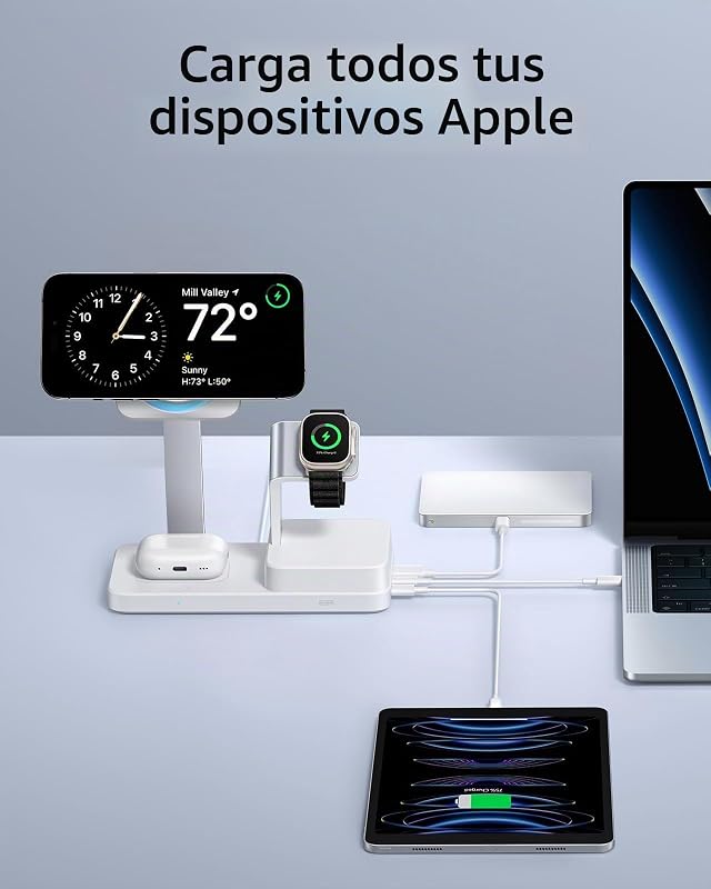 Estación de Carga GAN 6en1 100 W + CryoBoost, Compatible Soporte de Cargador MagSafe, Cargador Inalámbrico Magnético iPhone 15/14/13/1