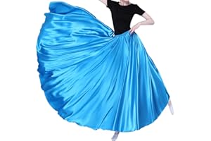 SANCAN Women Long Tulle Retro Maxi Tea Ankle Length Shiny Skirt for Belly Dancing Dance Costume Cosplay Holiday Weekend Party