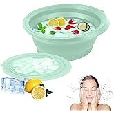 Face Bowl for Ice with Built-in Icetray,Portable Foldable Silicone Face Ice Bath Bowl,Ice Bath Facial Plunge Bowl for Skin Tightening & Acne Relief,Green