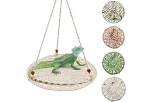 WEVONIGU Birds Hammock Bearded Dragon Rest Bed Habitats Supplies Climbing Terrarium for Lizard Leopard Gecko Parakeet Cockatiel Rats Hamster Squirrel Chameleon (Off-White)