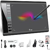UGEE Drawing Tablet Graphics Tablets, M708 V2 Upgrade PC&Android Device,10x6 Inch Ultra Thin Large Digital Graphic for PC, Pa
