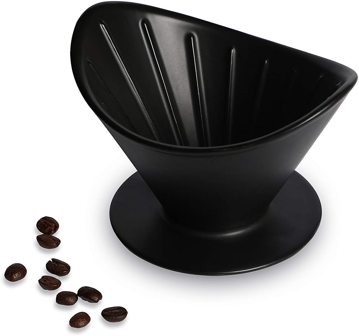 MUZITY Porcelain Coffee Dripper,Reusable Ceramic Coffee Funnel Coffee Fitter - Easy to Clean,Matte Black
