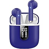 Wireless Earbuds, Bluetooth 5.4 Headphones HiFi Stereo, Bluetooth Earbuds with ENC Noise Cancelling Mic, 36H LED Display Ear Buds, IPX7 in Ear Earphones for Phone Tablet Laptop Sports, Dunkelblau