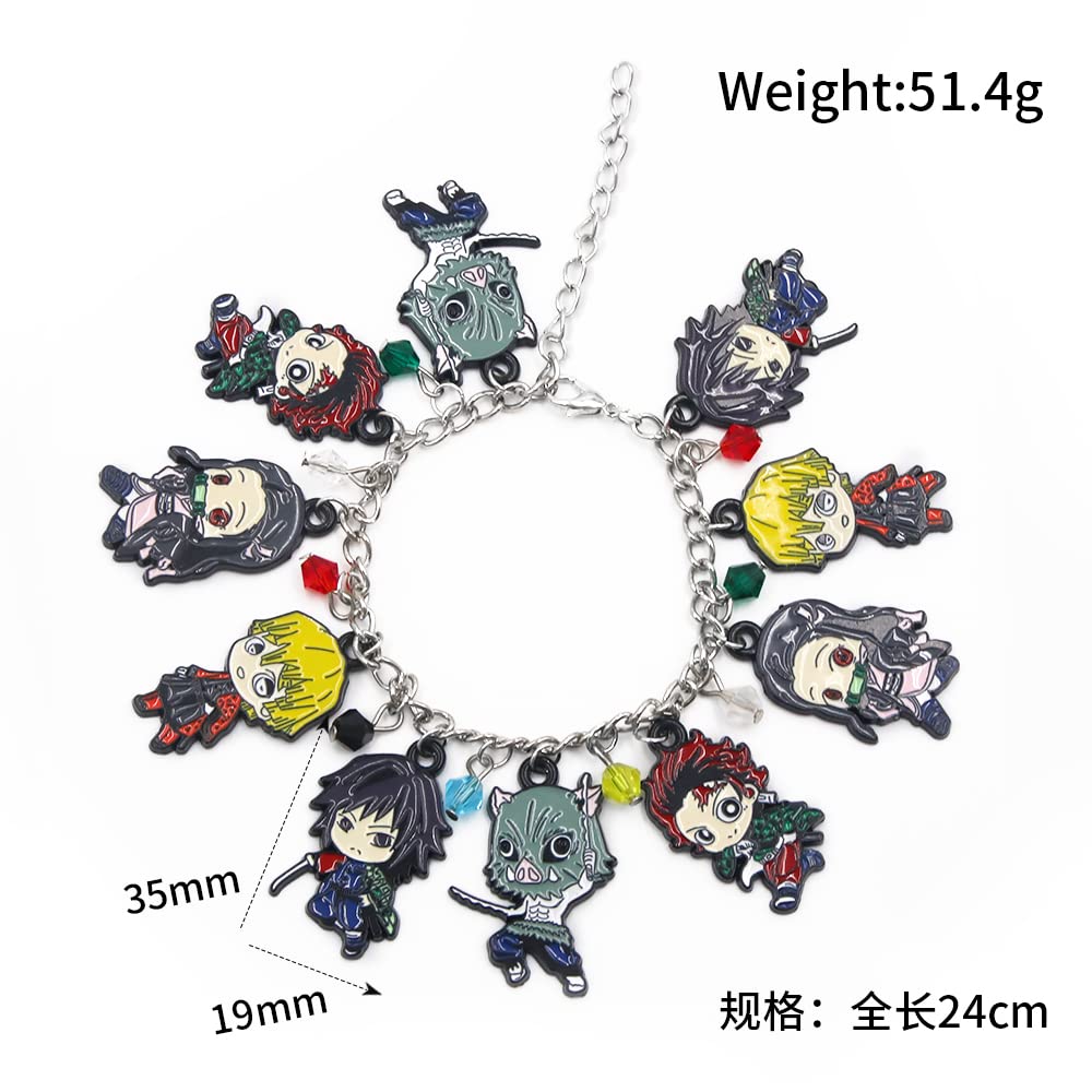 SONGCHANGJEWELRY Anime Figure Tanjiro Charm Bracelet - Tanjiro Nezuko Zenitsu Inosuke Figure Bracelet - Gifts