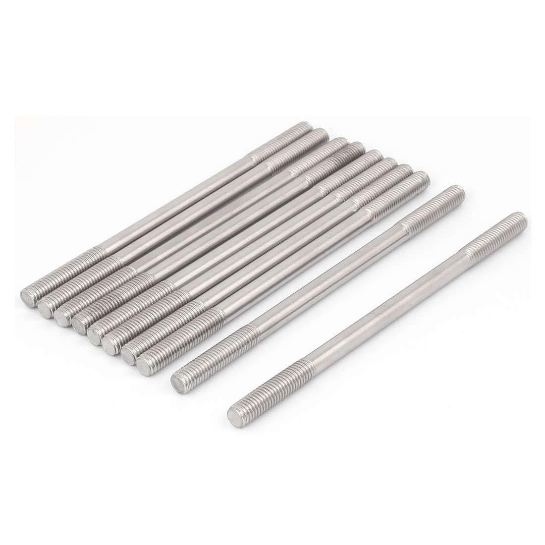 Sourcingmap M8 x 150mm Tight Adjustable Push Double End Thread Stud Teeth Rod 10pcs