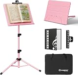 K Kasonic Foldable 2 in 1 Music Stand Pink with Folder Tripod Portable