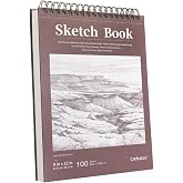 Crehatos 9" x 12" Sketch Book, Top Spiral Bound Sketch Pad, 100 Sheets 68lb/100gsm Drawing Paper, 1 Pack