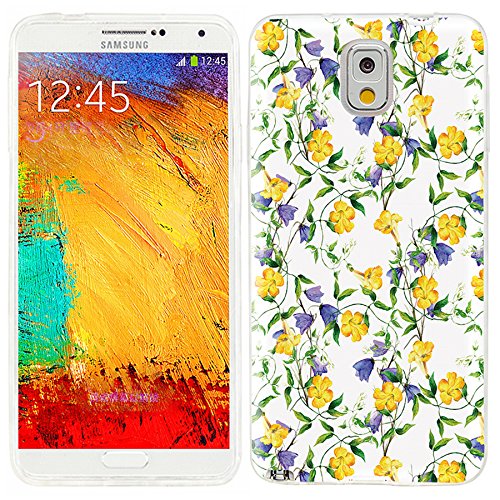 Note 3 Case,Note3 Case,ChiChiC 360 Full Protective Shockproof Slim Flexible Soft TPU Art Graphic Design Cover Cases for Samsung Galaxy Note 3,yellow purple flower on white background