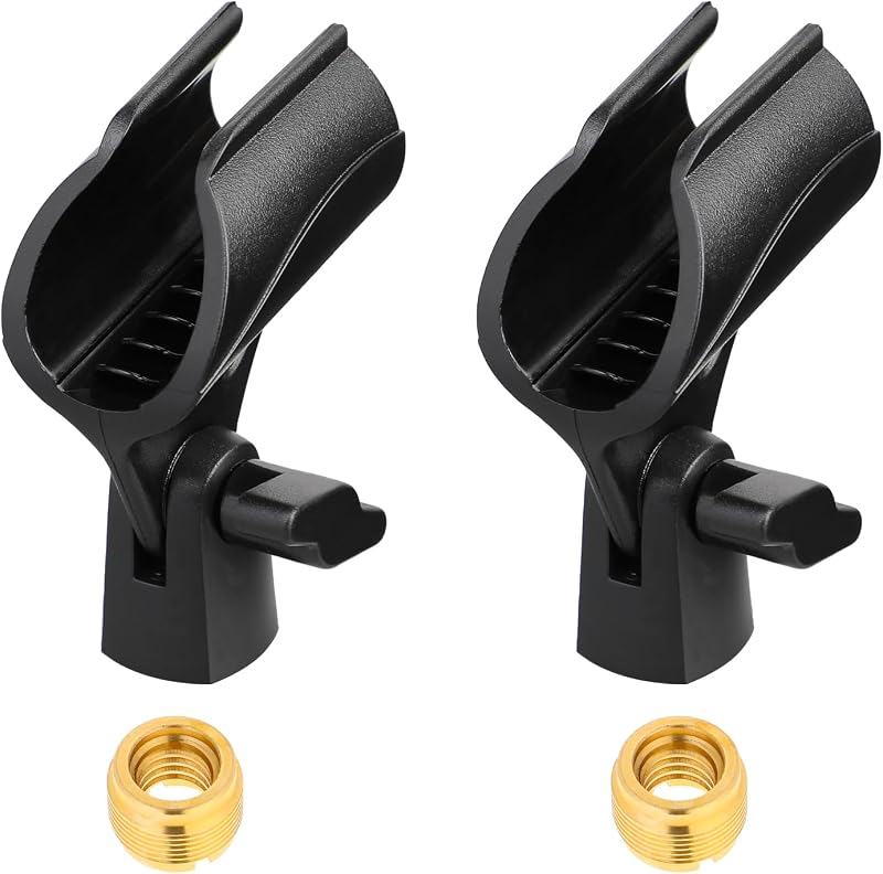 KALIONE 2 Pack Adjustable Microphone Clip Holder 5/8 to 3/8 Adapter