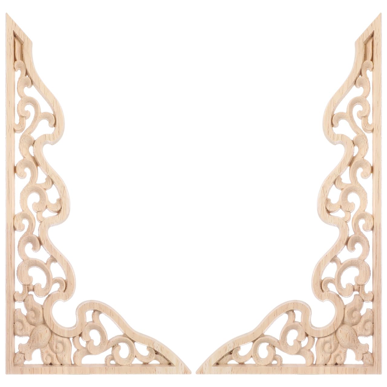 2PCS Decorative Wood Mouldings DIY Wood Appliques Trim for Cabinet Dresser Door Wall Ceiling Wooden Decorative Trim for Furniture Renovation Beige