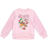 Strawberry Shortcake Girls Fleece Pullover Sweatshirt with Faux Fur Sleeves Toddler to Big Kid Sizes (2T - 10-12)