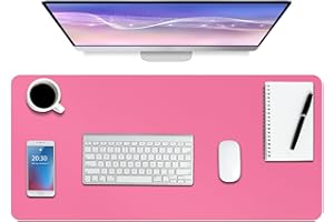 Boutilon Leather Desk Pad Protector,Non-Slip Mouse Pad,Laptop Desk Pad,Office Mouse Mat,Waterproof Leather Desk Blotter,Desk Writing Pad for Office and Home (S-Rose Pink,24"x 14")