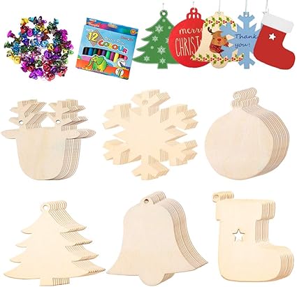 Download Amazon Com Christmas Crafts Christmas Wooden Ornaments For Kids 60 Pieces Natural Wood Slices 60 Pieces Bells And 12 Color Pens For Diy Crafts Christmas Tree Diy Christmas Hanging Decoration PSD Mockup Templates