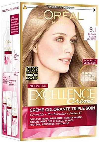 L'Oréal Paris Excellence Crème Permanent Hair Colour 8.10 Light Ash Blonde