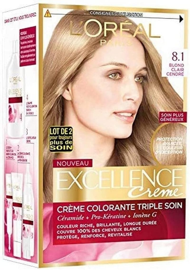 L'Oréal Paris Excellence Crème Permanent Hair Colour 8.10 Light Ash Blonde