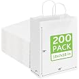 ASSUREPAK Kraft Paper Handle Bags - 18x7x18.5 Inches, 200 Count, 74 LB Weight (110 GSM), Twisted Handle Shopping Bags