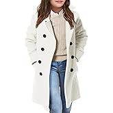 Haloumoning Girls Double Breasted Trench Coat Kids Notch Lapel Long Peacoat with Pockets 5-14 Years