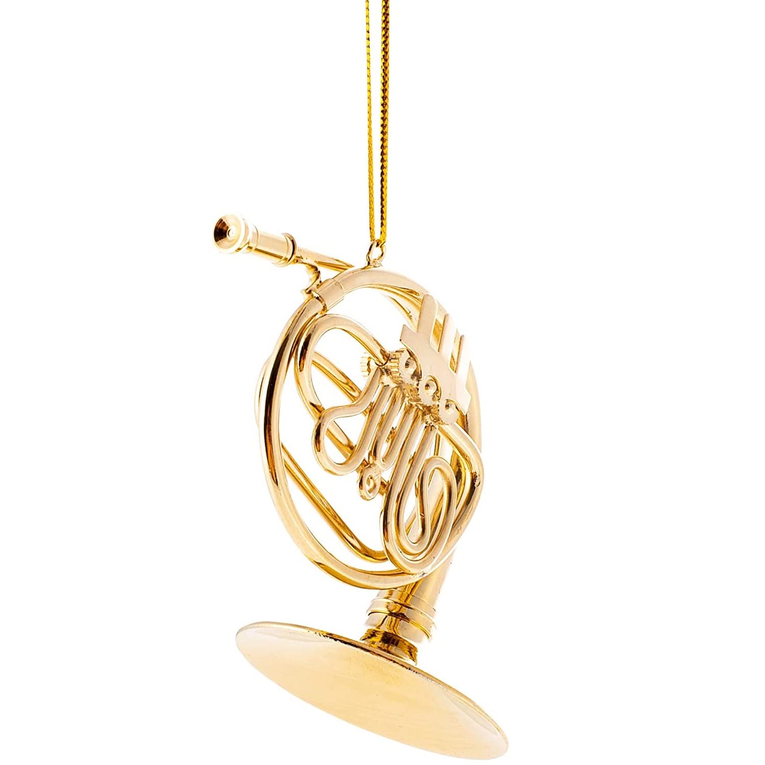 (French Horn) - 10cm Gold French Horn Ornament