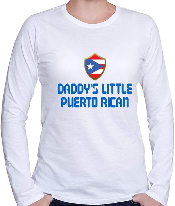 Amazon Com Custom Brother Daddy S Little Puerto Rican Puerto Rico Ricon Flag Women S Lady S Long Sleeve Shirt Top D471 Clothing