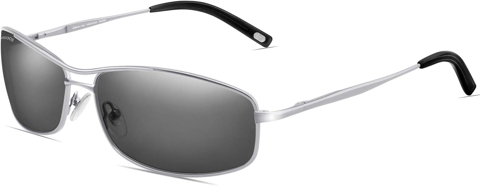 Mens Sunglasses Polarised UV400 Protection Retro Square Metal Frame Driving Fishing Golf Outdoor Sports Shades