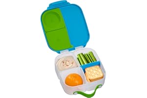 b.box Mini Lunch Box, Bento Box for Kids, Snack Container with 2 Leak Proof Compartments, Reusable Snack Containers with Lids, Kids Lunch Boxes Ages 3+, BPA Free, 4 1/4 Cup Capacity (Ocean Breeze)