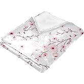 Soft Blanket for All Season, Cherry Blossom Branche Warm Throw Blanket 60x90 Inches, Fall Winter Blanket Lightweight for Couch Bed Sofa