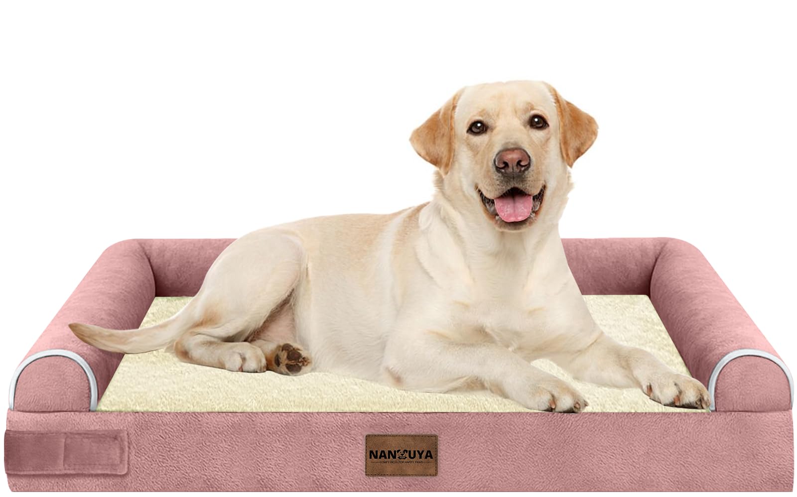 Photo 1 of Large Dog Bed Orthopedic Washable: Beds Bolster XL Bed Large Big Dogs Egg Crate Foam Couch Sofa Waterproof with Removable Cover - Pink
